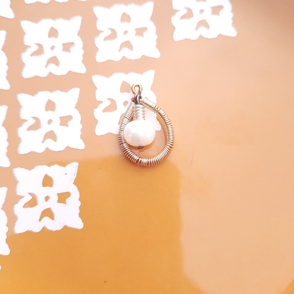 Wire And Cultured Freshwater Pearl Pendant